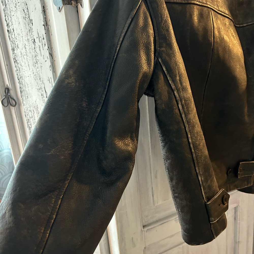J. Crew Womens Distressed Black Leather Jacket - Picture 5 of 8